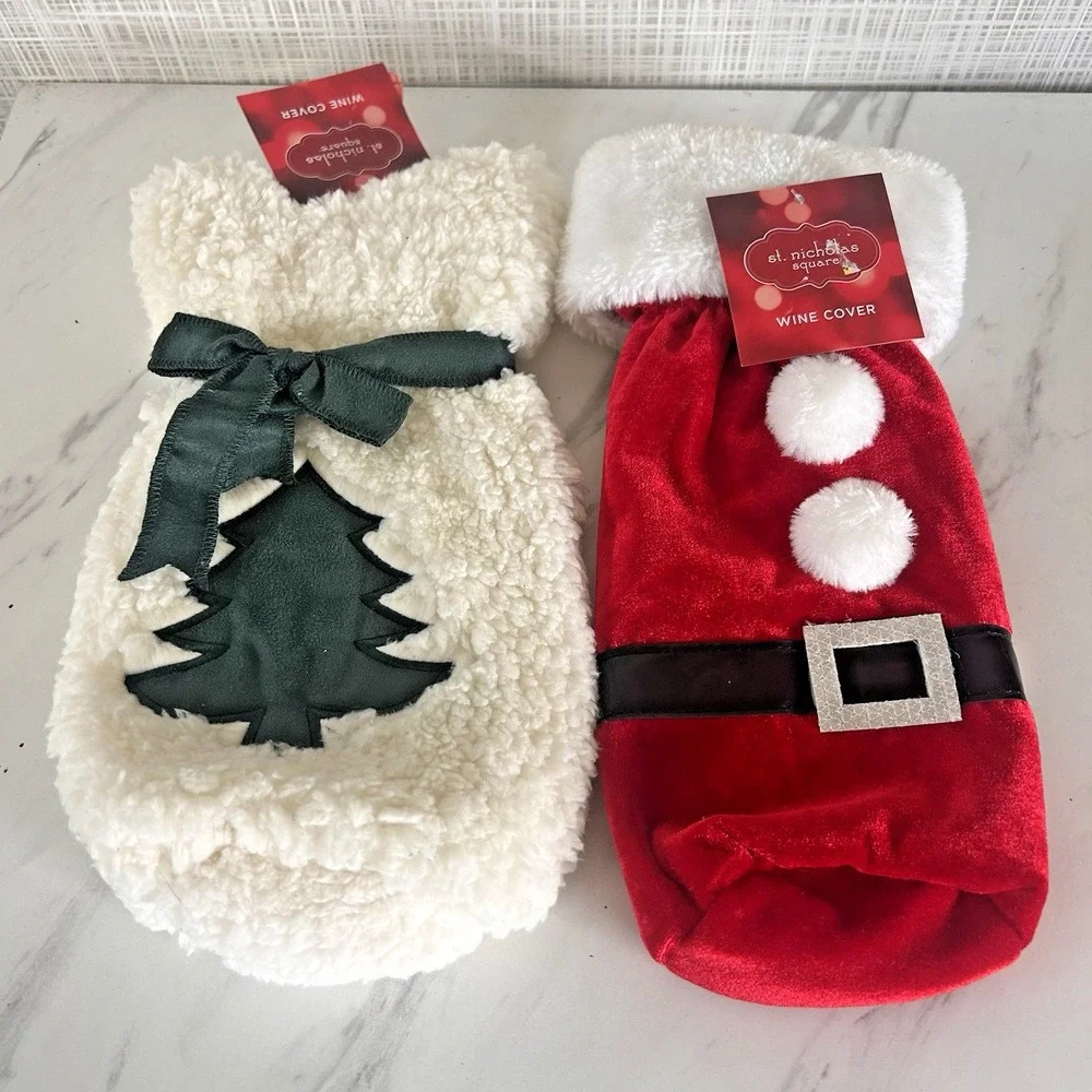 Wine Bags Wine Covers Lot of 4 Flamingos Christmas Fir Tree Santa New Kohl's BxY